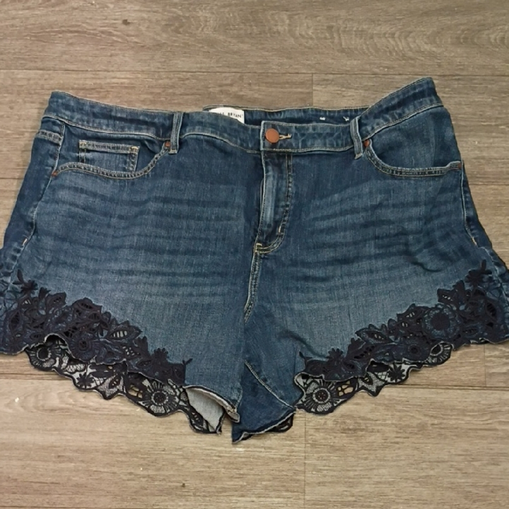 Lane Bryant Blue Jean Shorts with Black Lace Trim